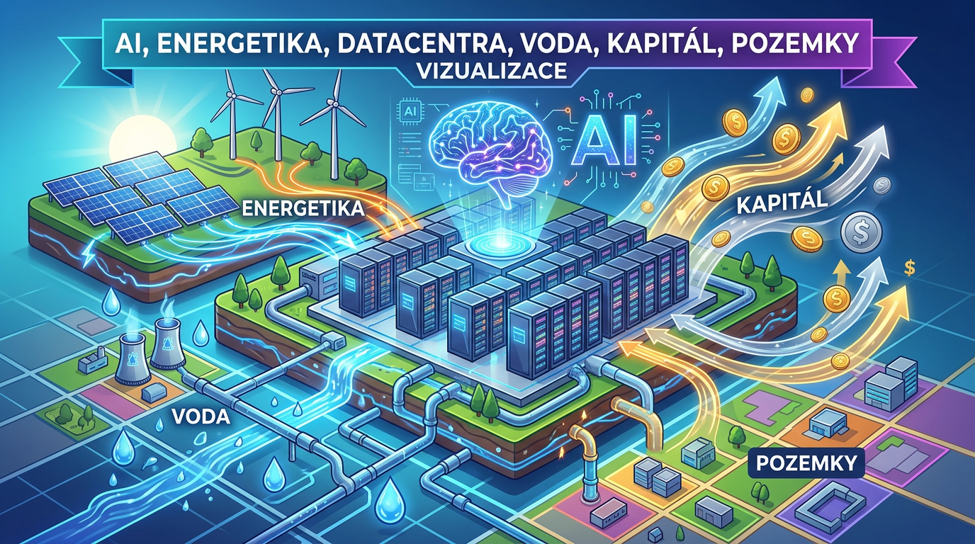 Diagram of AI data center using energy, water, capital, and land resources